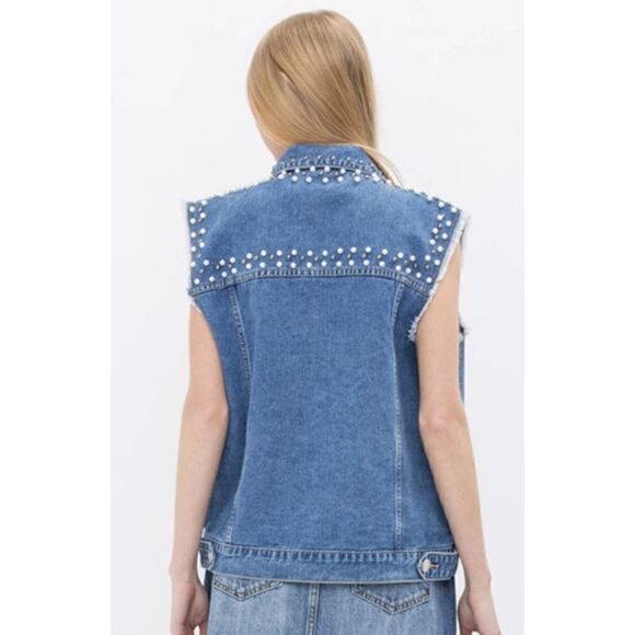 Vocal Lace Denim Vest Size M NWT - Picture 3 of 3